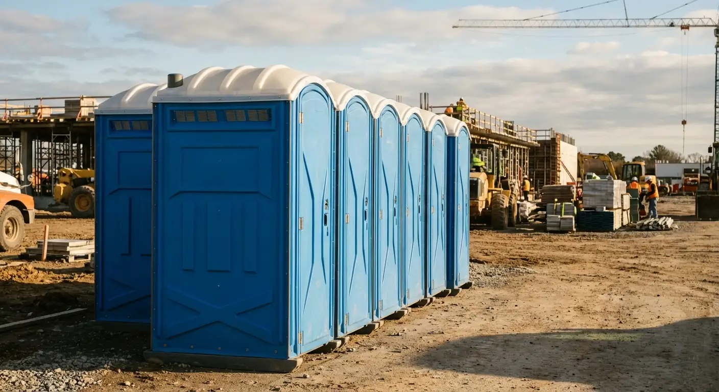 Luxury restroom trailer rental background in Arlington, VA