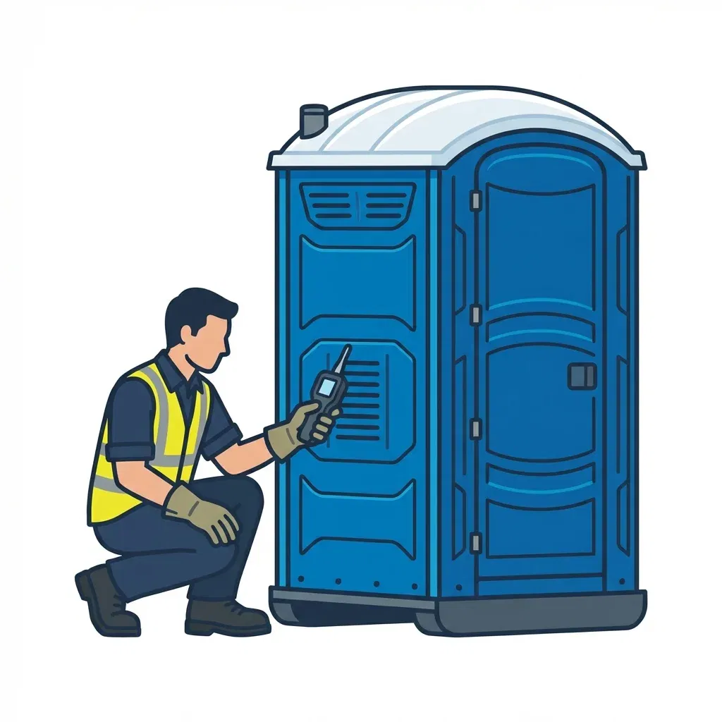 Infographic detailing causes of portable toilet odors in Arlington, VA