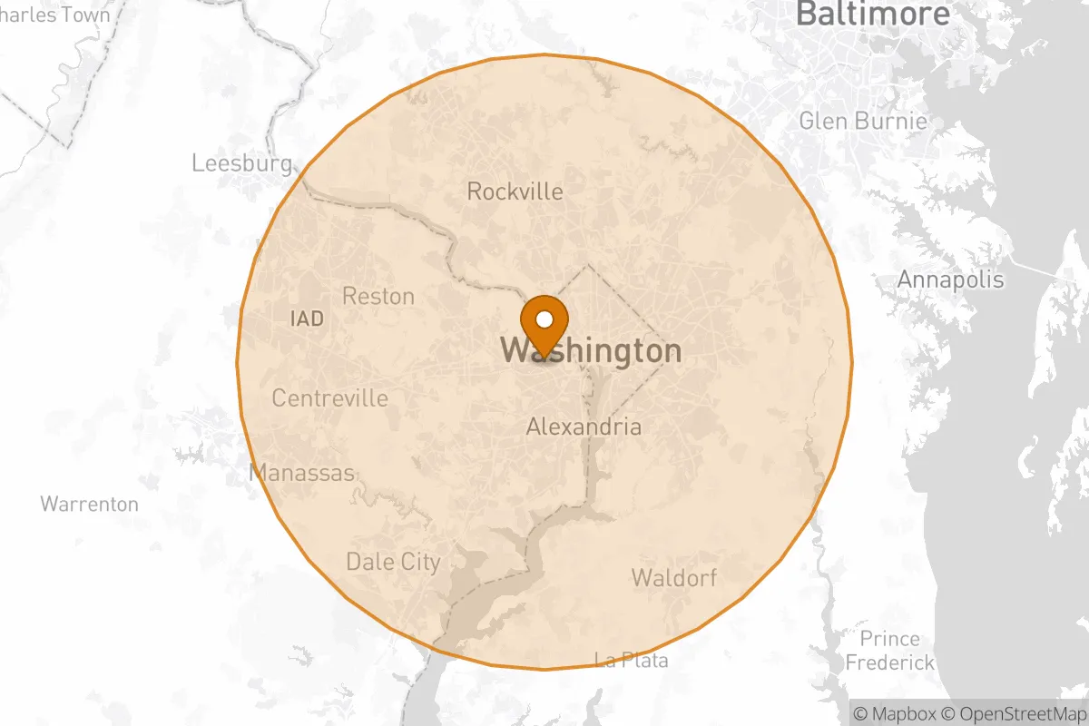 service area service area map in Arlington, VA